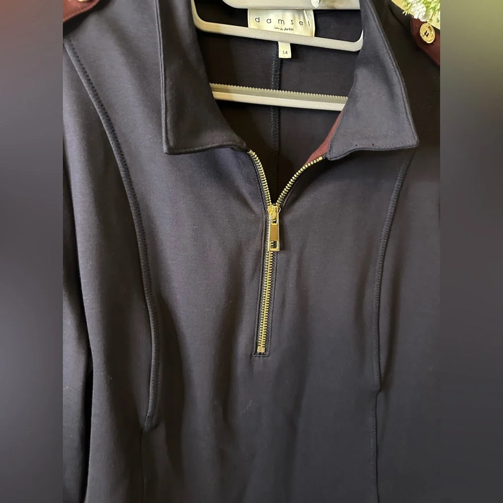 Damsel In A Dress | 1/4 Zip Navy Pull Over - Picture 3 of 9
